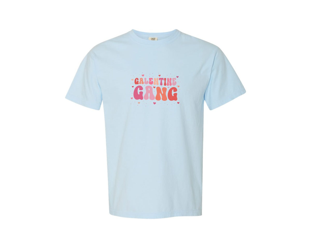 brand:Comfort Colors|color:Chambray|Galentines Gang Funny Valentines Groovy Graphic T-Shirt
