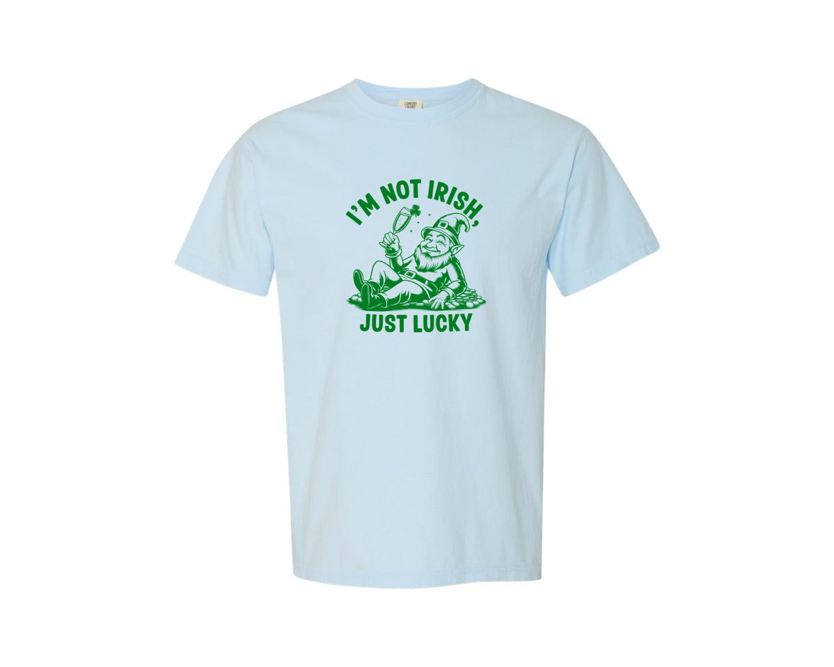 brand:Comfort Colors|color:Chambray|Im Not Irish Just Lucky Design Graphic T-Shirt