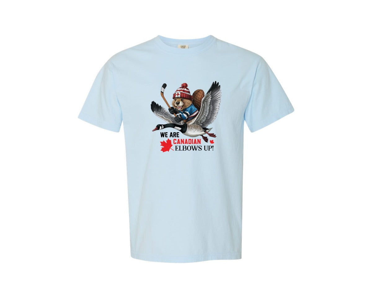 brand:Comfort Colors|color:Chambray|We Are Canada Elbows Up 2 Graphic T-Shirt