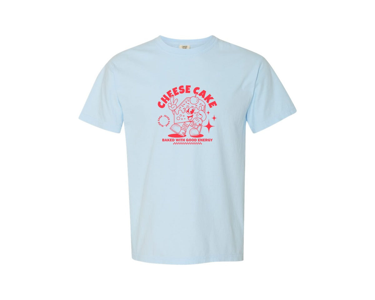 brand:Comfort Colors|color:Chambray|Retro Cheesecake Character Mascot Design Graphic T-Shirt
