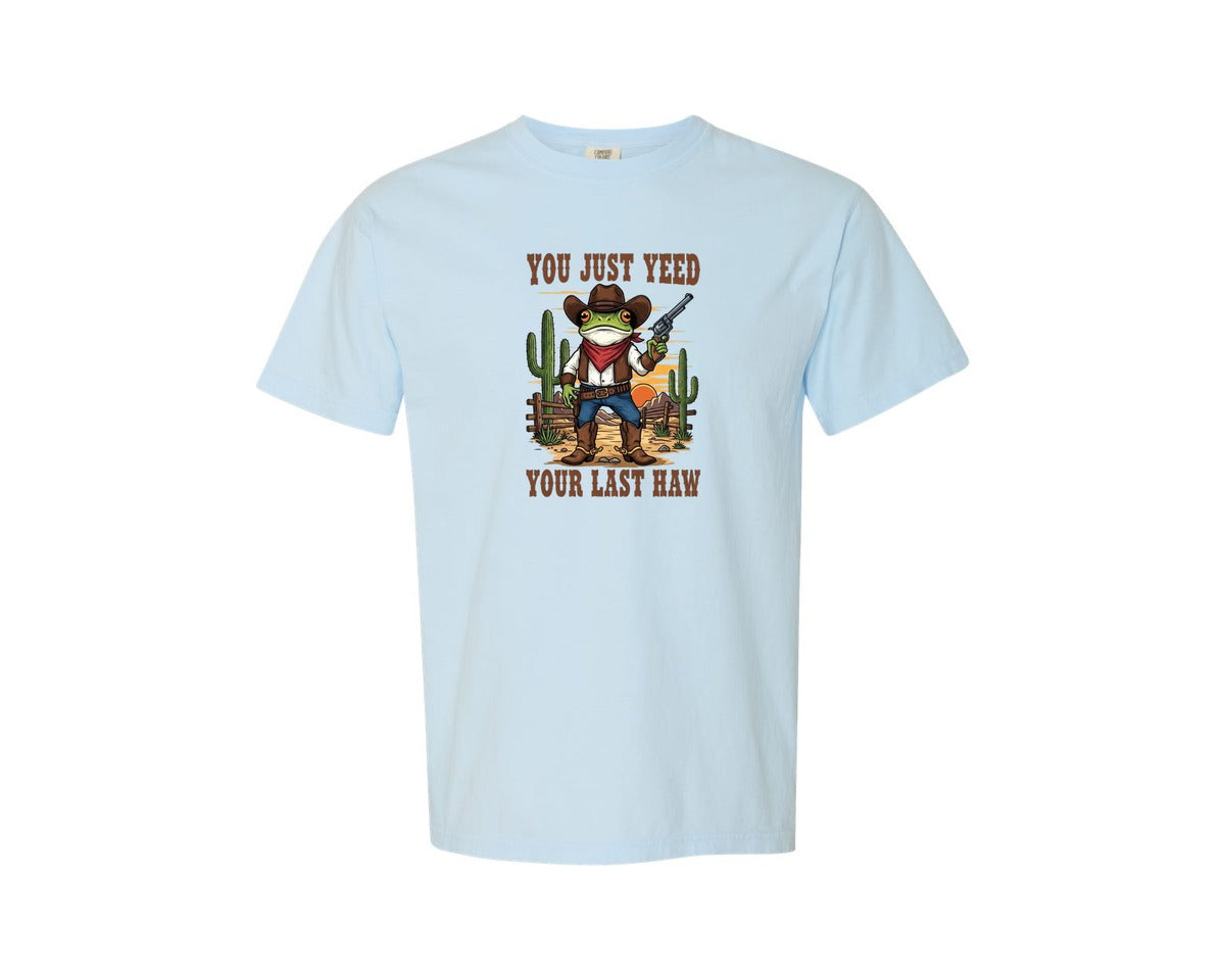 brand:Comfort Colors|color:Chambray|Western Cowboy Outfit Cowboy Frog Graphic T-Shirt