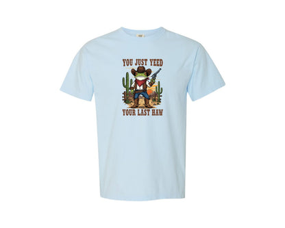 brand:Comfort Colors|color:Chambray|Western Cowboy Outfit Cowboy Frog Graphic T-Shirt