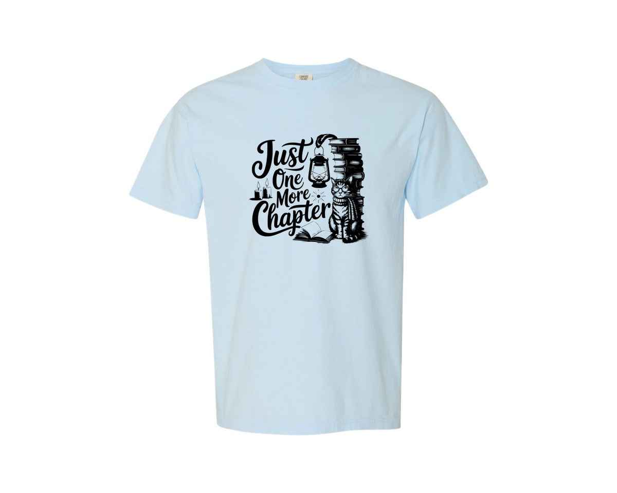 brand:Comfort Colors|color:Chambray|Just One More Chapter T Shirt Design Graphic T-Shirt