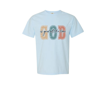 brand:Comfort Colors|color:Chambray|Christian God Is Good All The Time 8 Graphic T-Shirt