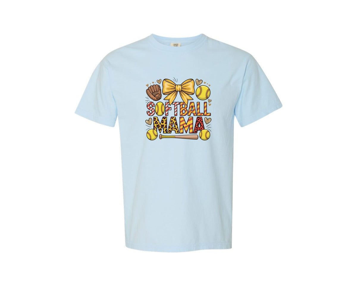 brand:Comfort Colors|color:Chambray|Softball Mama Softball Mama Graphic T-Shirt