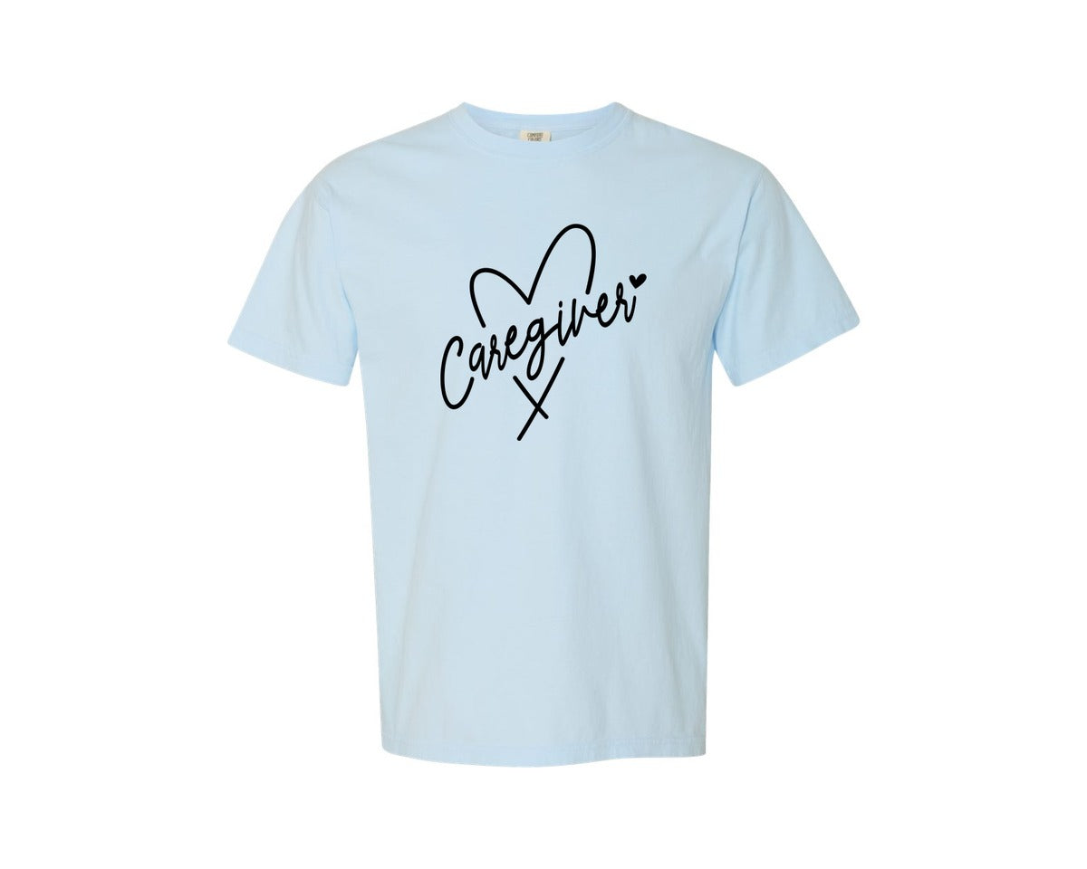brand:Comfort Colors|color:Chambray|Caregiver Healthcare Graphic T-Shirt
