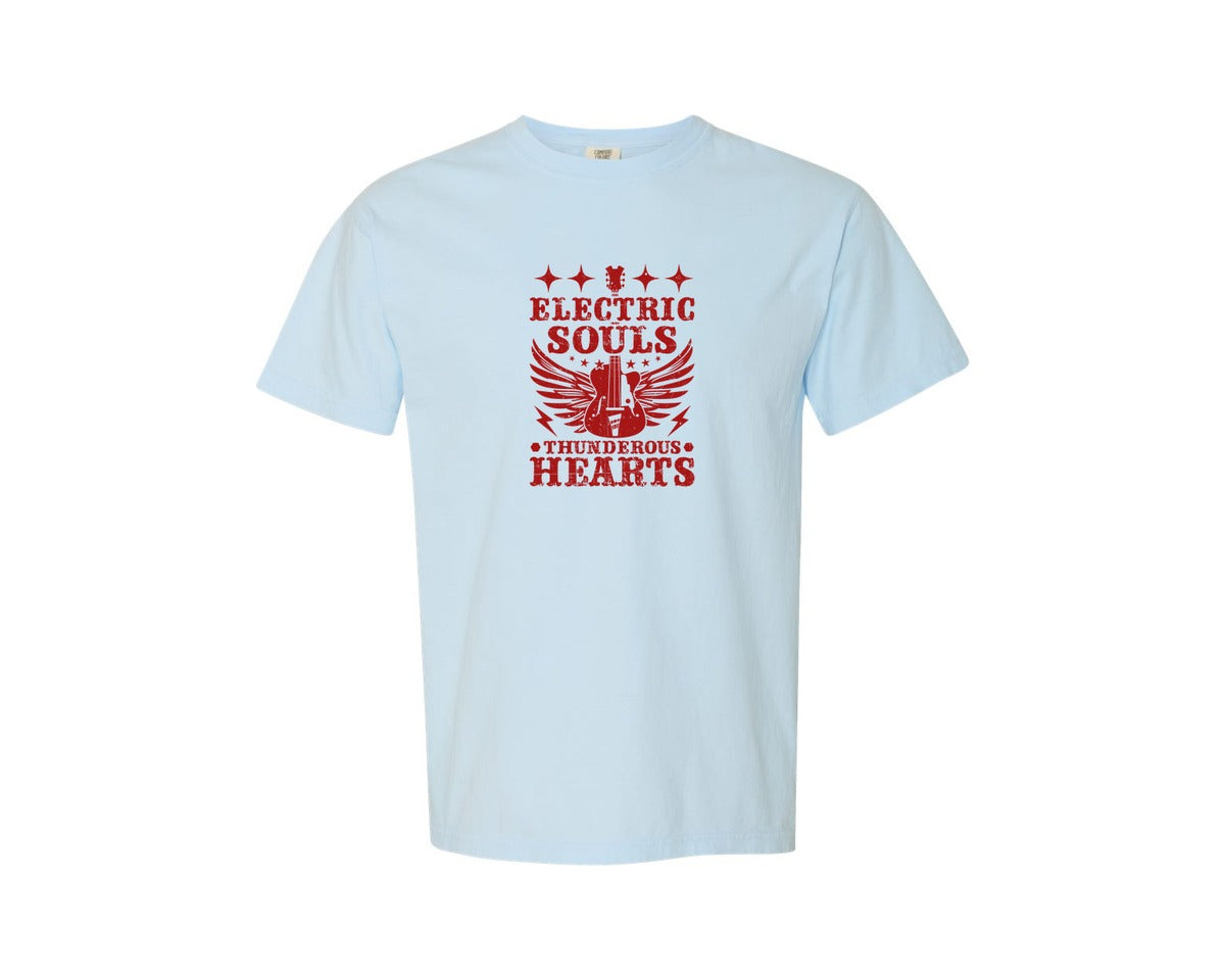 brand:Comfort Colors|color:Chambray|Electric Souls Thunderous Hearts Graphic T-Shirt