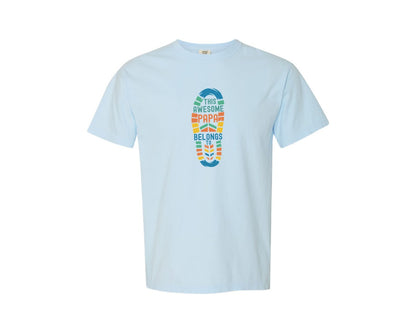 brand:Comfort Colors|color:Chambray|Dad Footprint This Awesome Papa Belongs Graphic T-Shirt