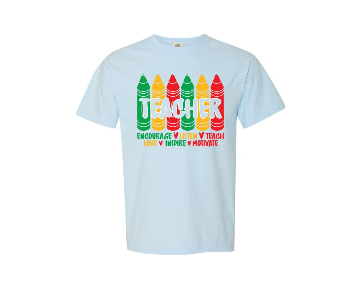 brand:Comfort Colors|color:Chambray|Black History Month Teacher Graphic T-Shirt