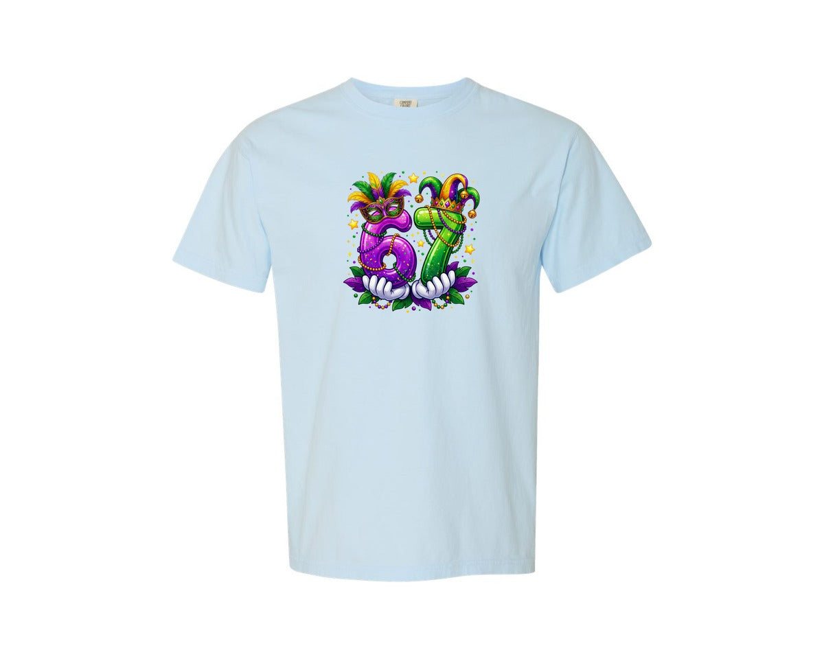 brand:Comfort Colors|color:Chambray|Trendy 67 Mardi Gras Party Design Graphic T-Shirt