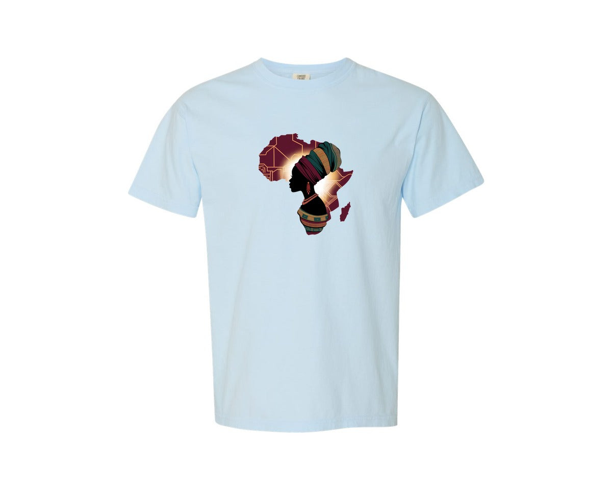 brand:Comfort Colors|color:Chambray|African American Map Melanin Queen Graphic T-Shirt