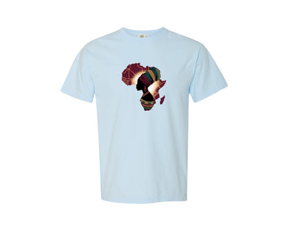 brand:Comfort Colors|color:Chambray|African American Map Melanin Queen Graphic T-Shirt