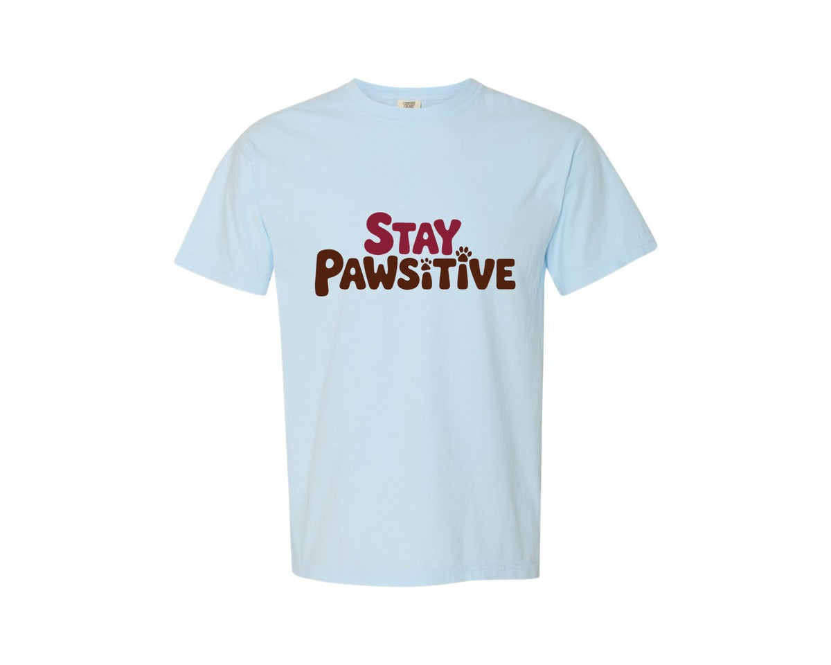 brand:Comfort Colors|color:Chambray|Stay Pawsitive 44 Graphic T-Shirt