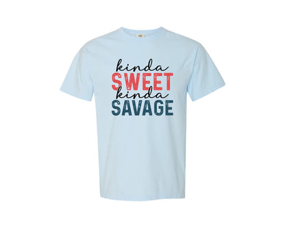 brand:Comfort Colors|color:Chambray|Kinda Sweet Kinda Savage 32 Graphic T-Shirt
