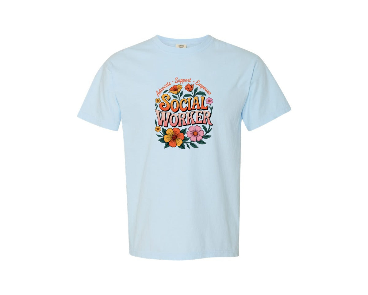 brand:Comfort Colors|color:Chambray|Advocate Support Empower Social Work Graphic T-Shirt