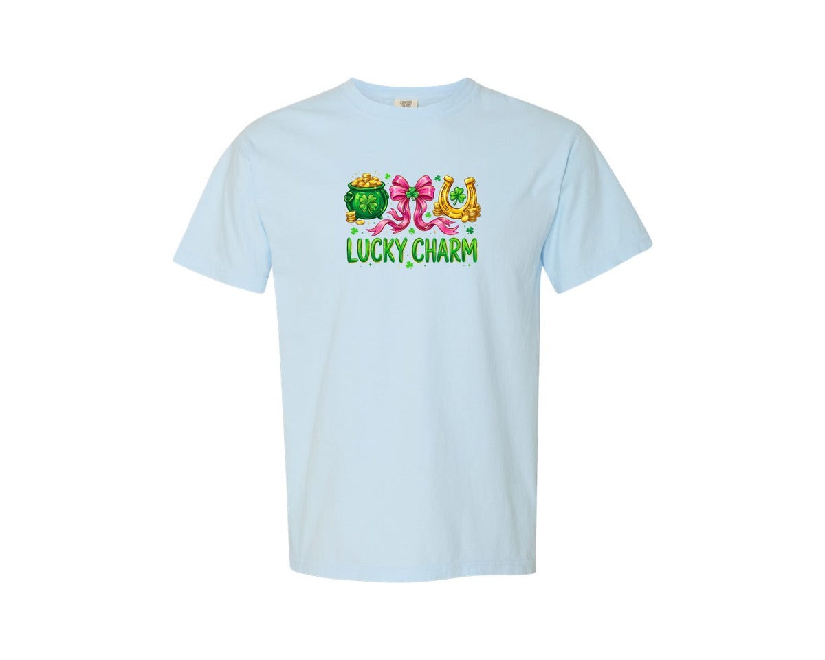 brand:Comfort Colors|color:Chambray|Lucky Charm St Patricks Day 3 Graphic T-Shirt