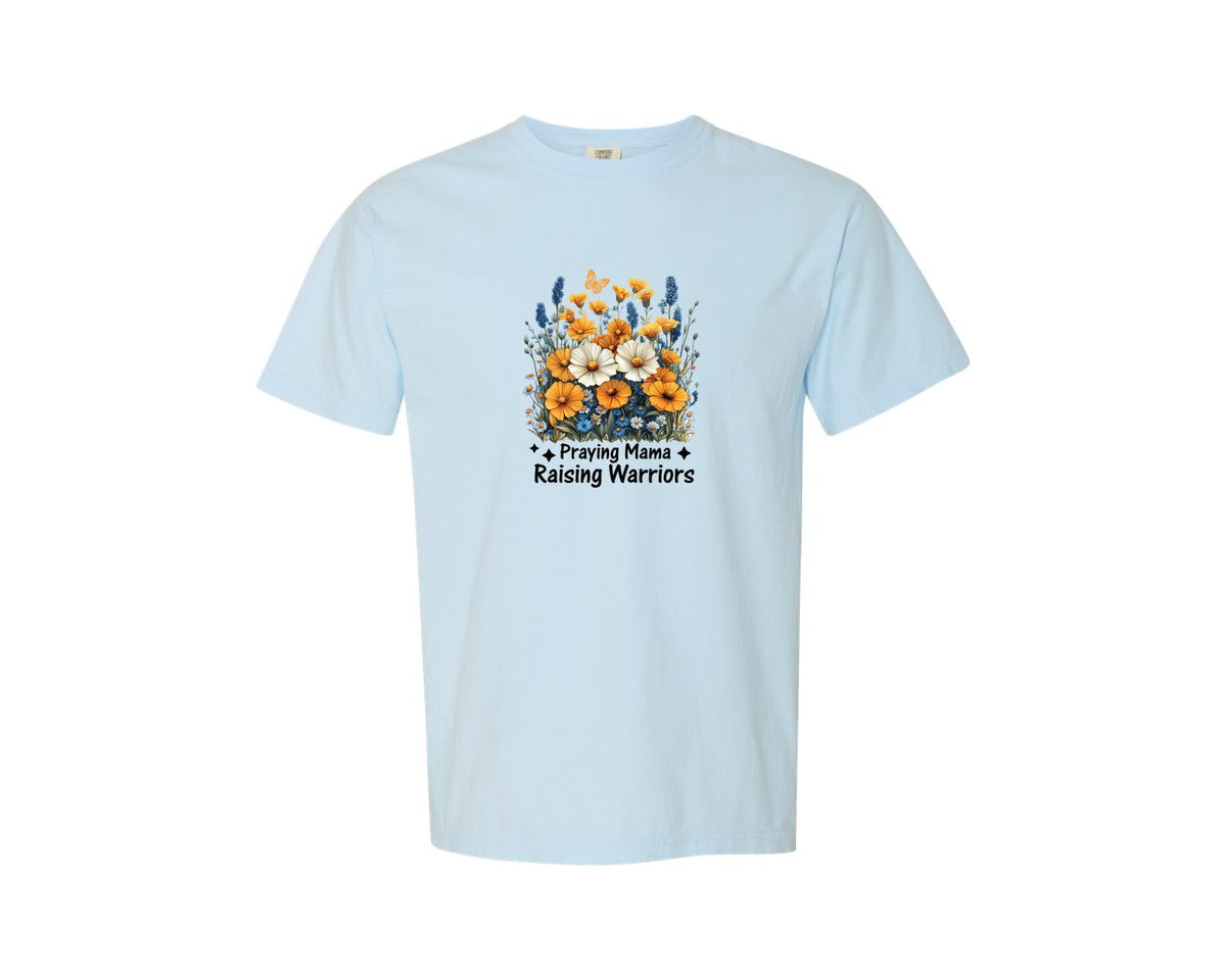 brand:Comfort Colors|color:Chambray|Praying Mama Boho Floral Mama 2 Graphic T-Shirt