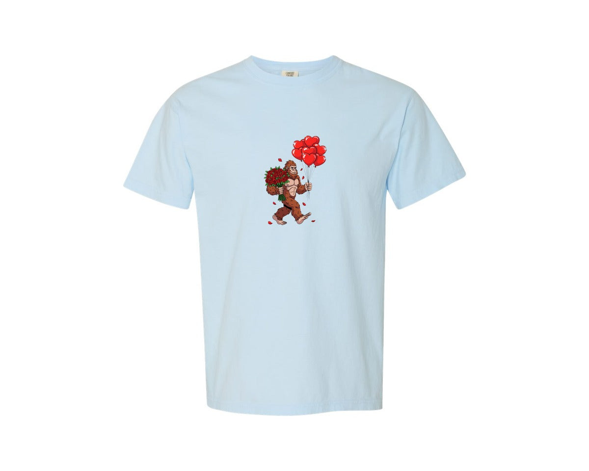 brand:Comfort Colors|color:Chambray|Funny Bigfoot Valentine Graphic T-Shirt