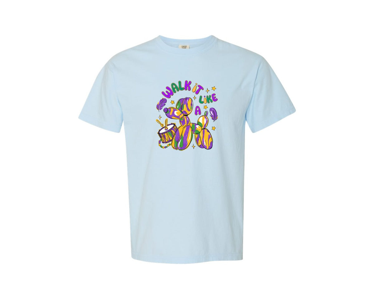 brand:Comfort Colors|color:Chambray|Walk It Like A Dog Mardi Gras 3 Graphic T-Shirt