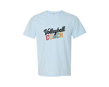 brand:Comfort Colors|color:Chambray|Retro Volleyball Coach Mascot Graphic T-Shirt