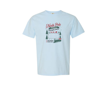 brand:Comfort Colors|color:Chambray|North Pole Express Overnight Delivers Pn Graphic T-Shirt