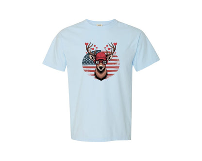 brand:Comfort Colors|color:Chambray|Valentine Buck Boys Valentines 2 Graphic T-Shirt