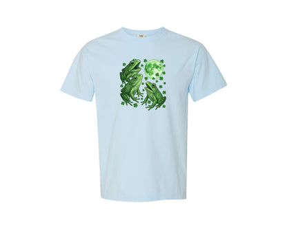 brand:Comfort Colors|color:Chambray|St Patricks Frogs Howling To Moon Graphic T-Shirt