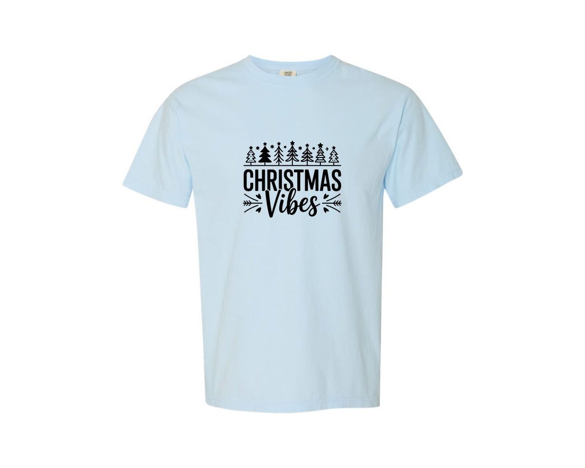 brand:Comfort Colors|color:Chambray|Christmas Vibes Christmas Gift Graphic T-Shirt