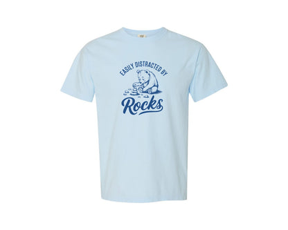 brand:Comfort Colors|color:Chambray|Easily Distracted By Rocks Design Graphic T-Shirt