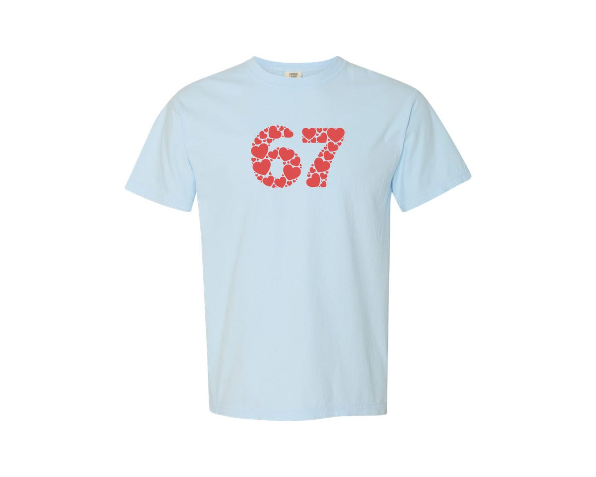 brand:Comfort Colors|color:Chambray|Number 67 Cute Valentine Six Saven Graphic T-Shirt