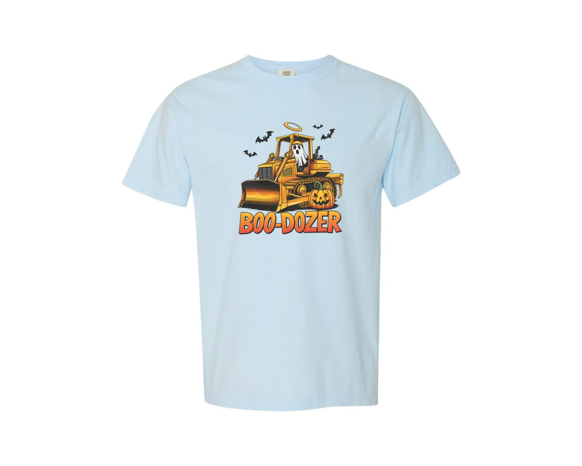 brand:Comfort Colors|color:Chambray|Boo Dozer Ghost Bulldozer Graphic T-Shirt