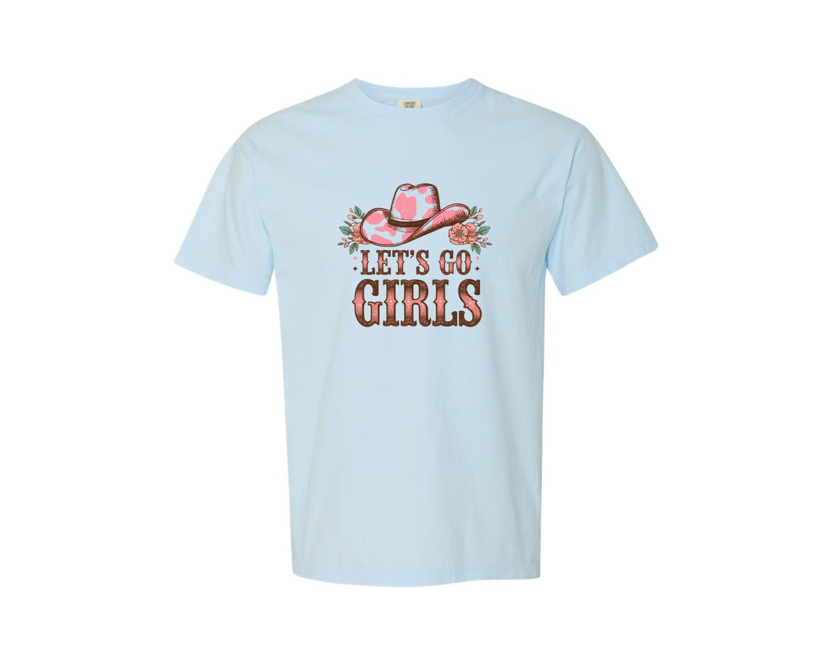 brand:Comfort Colors|color:Chambray|Lets Go Girls Western Valentine 2 Graphic T-Shirt