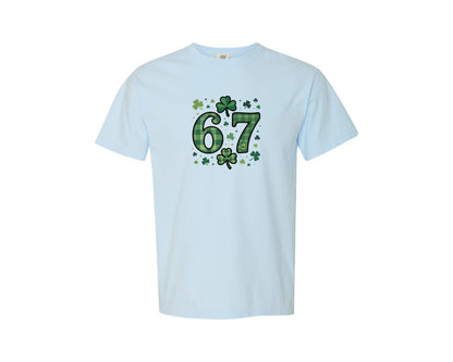 brand:Comfort Colors|color:Chambray|67 St Patricks Day Shamrocks Graphic T-Shirt