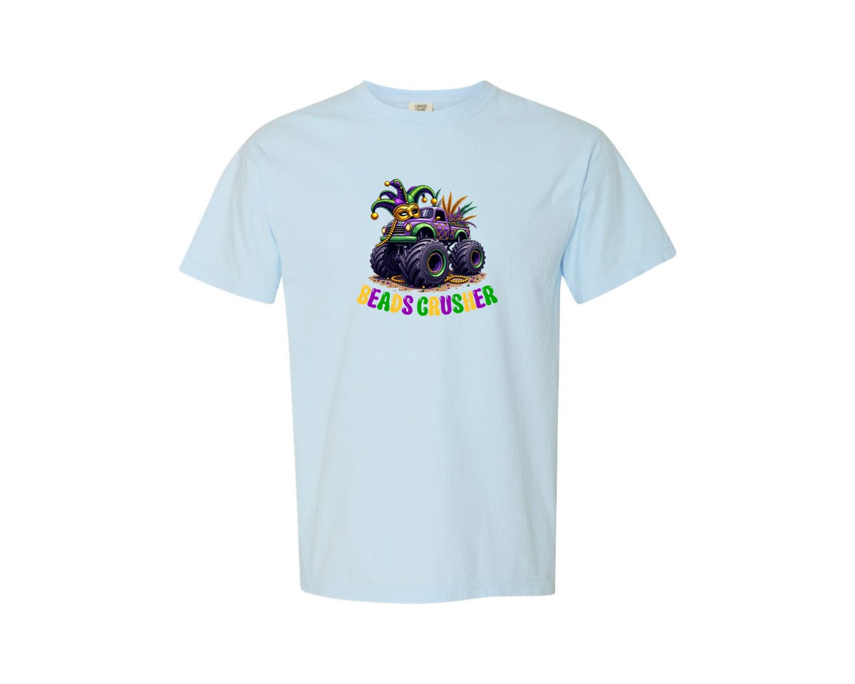 brand:Comfort Colors|color:Chambray|Kids Monster Truck Beads Crusher Shirt Graphic T-Shirt