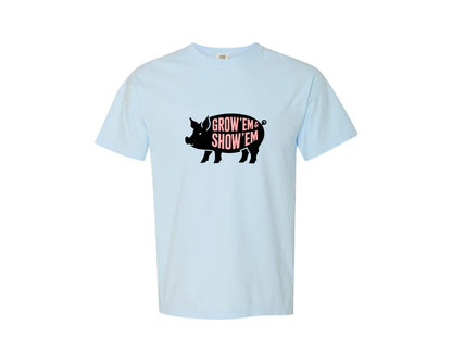 brand:Comfort Colors|color:Chambray|Show Pig Silhouette Graphic T-Shirt