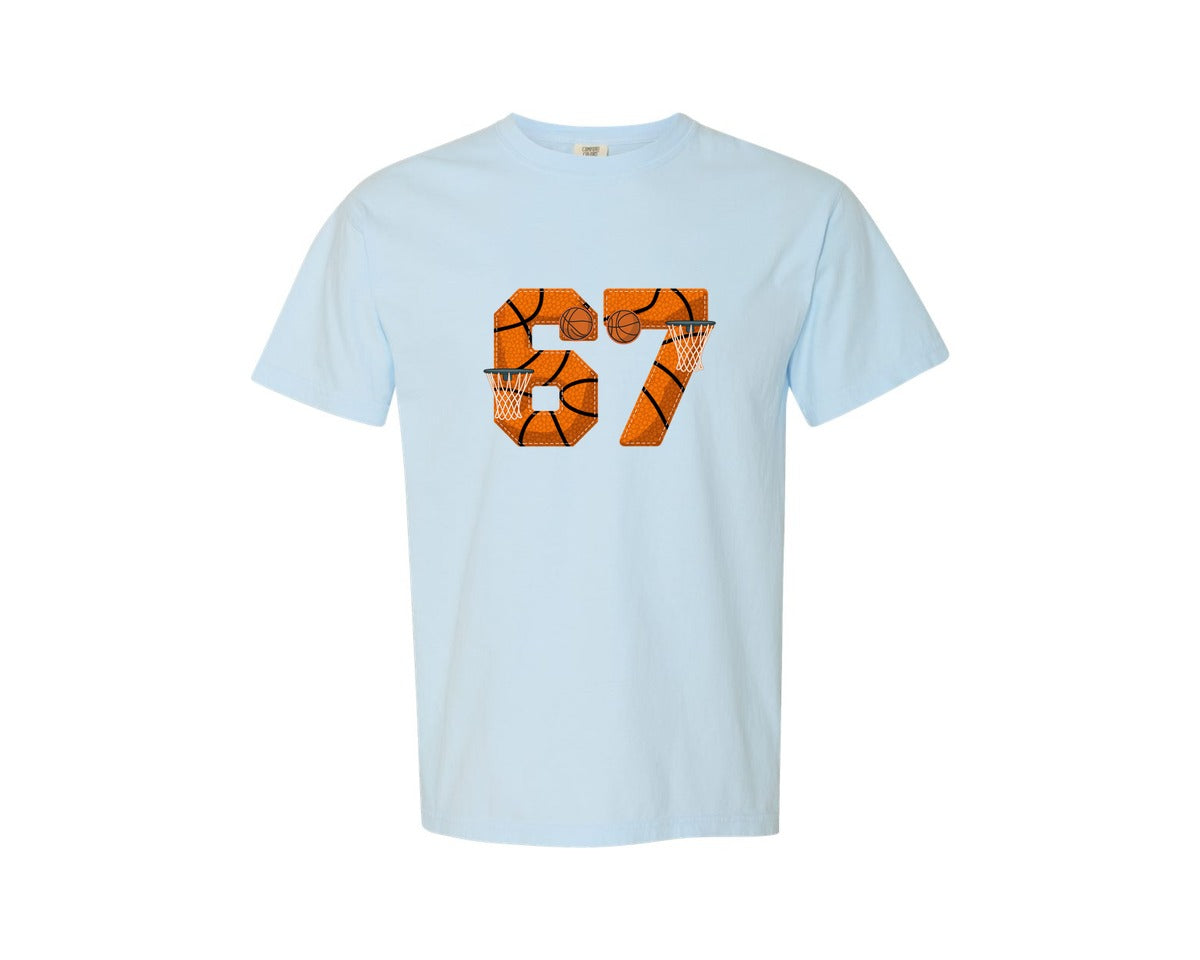 brand:Comfort Colors|color:Chambray|Basketball 67 Six Seven Graphic T-Shirt