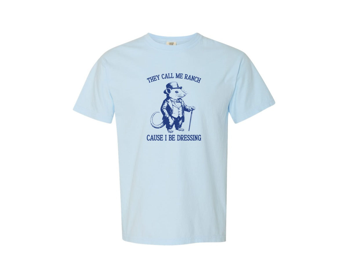 brand:Comfort Colors|color:Chambray|They Call Me Ranch Vintage Opossum Graphic T-Shirt