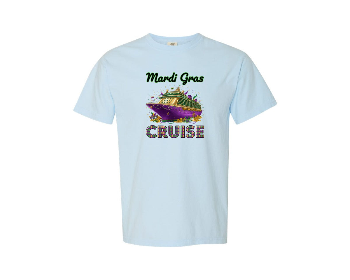 brand:Comfort Colors|color:Chambray|Mardi Gras Cruise Ship Graphic T-Shirt