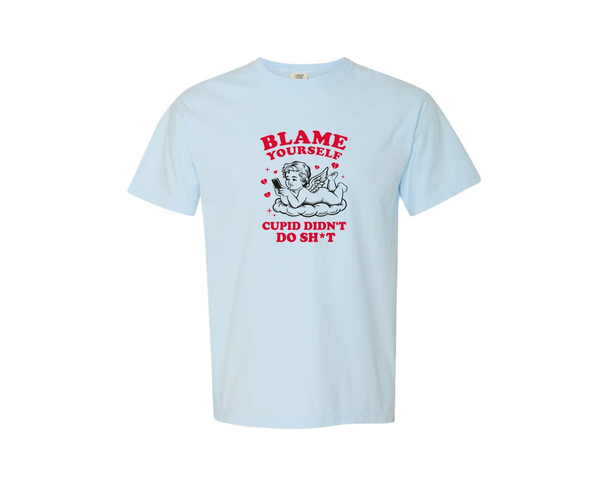 brand:Comfort Colors|color:Chambray|Funny Valentines Day Vintage Cupid 3 Graphic T-Shirt