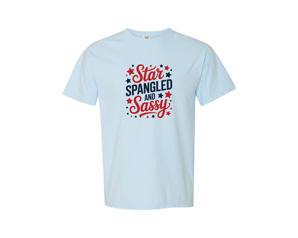 brand:Comfort Colors|color:Chambray|Star Spangled And Sassy 4Th Of July Graphic T-Shirt