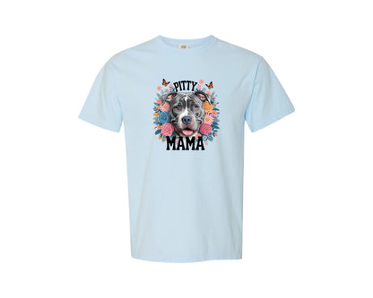 brand:Comfort Colors|color:Chambray|Pitty Mama Cute Pitbull Dog Graphic T-Shirt