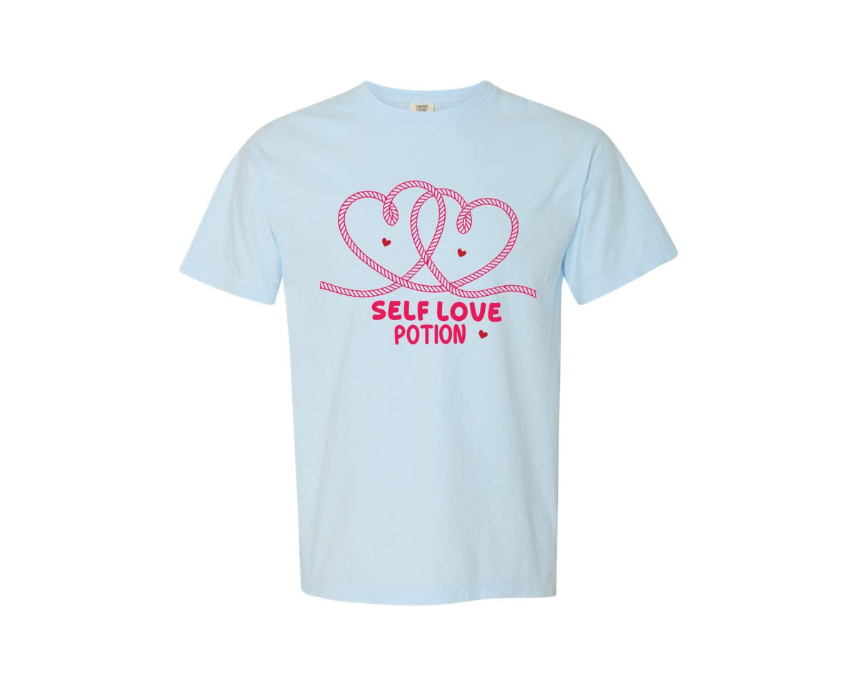 brand:Comfort Colors|color:Chambray|Self Love Potion Cute Valentine Self Car Graphic T-Shirt