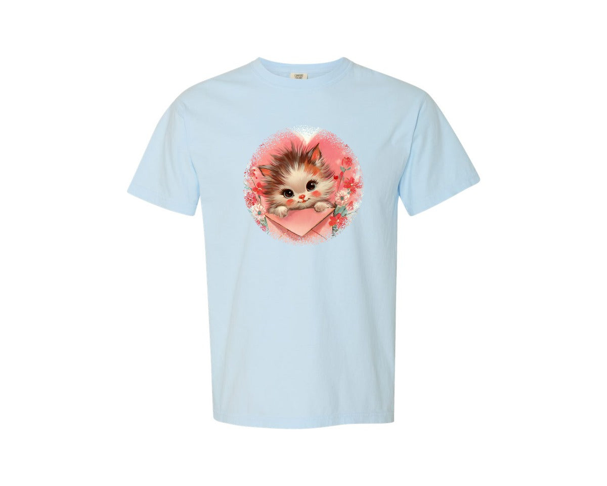 brand:Comfort Colors|color:Chambray|Vintage Valentine Round Tshirt 30 Graphic T-Shirt