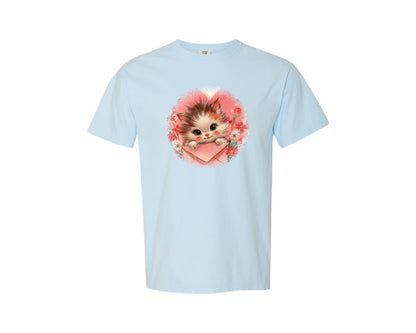 brand:Comfort Colors|color:Chambray|Vintage Valentine Round Tshirt 30 Graphic T-Shirt