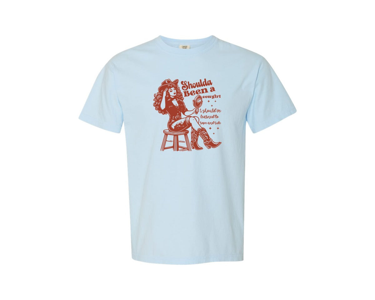brand:Comfort Colors|color:Chambray|Shoulda Been A Cowgirl Cowgirl Graphic T-Shirt