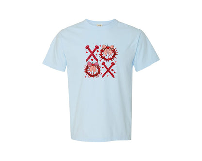 brand:Comfort Colors|color:Chambray|Yarn Crochet Xoxo Valentine Jesus Graphic T-Shirt