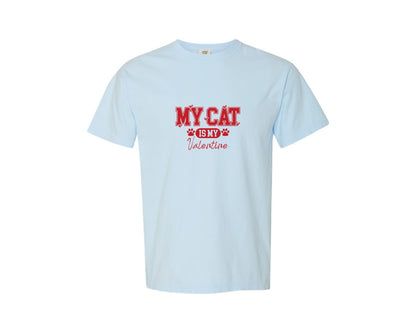 brand:Comfort Colors|color:Chambray|Cat Valentine Cat Valentines Day Graphic T-Shirt
