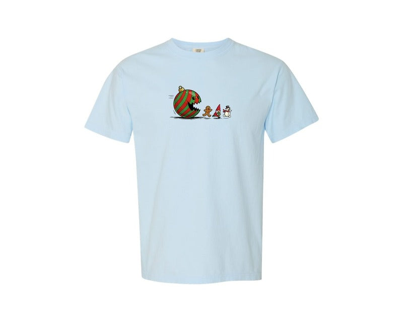 brand:Comfort Colors|color:Chambray|Christmas Ornament Ball Funny Gnome Graphic T-Shirt