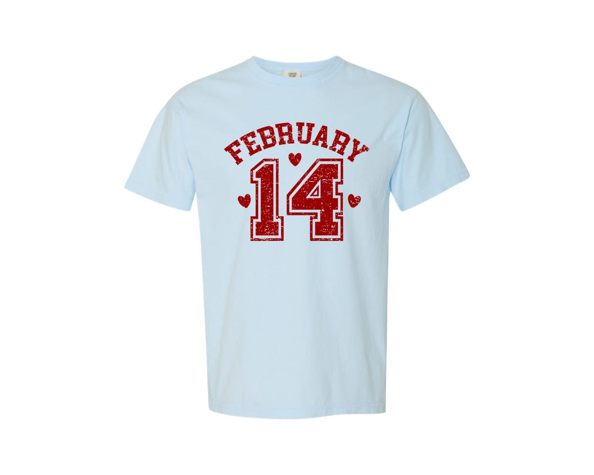 brand:Comfort Colors|color:Chambray|Varsity Valentines February 14 Graphic T-Shirt