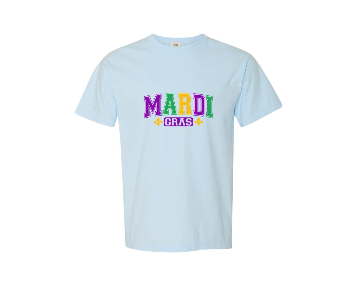 brand:Comfort Colors|color:Chambray|Mardi Gras Fleur De Lis Graphic T-Shirt